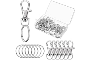 Keychain Clip, 70 Pcs Metal Lobster Clasps, Keychain Rings for DIY, Keys, Purse, Backpack, Crafts (Silver)