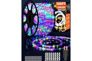 COROOR Rope Lights Outdoor Waterproof Christmas 100ft 720 LED, Flexible Connectable Tube Lights, String Lights Decorative Lighting for Garden Patio Pool Tree Bedroom Xmas Decor (Multicolor)