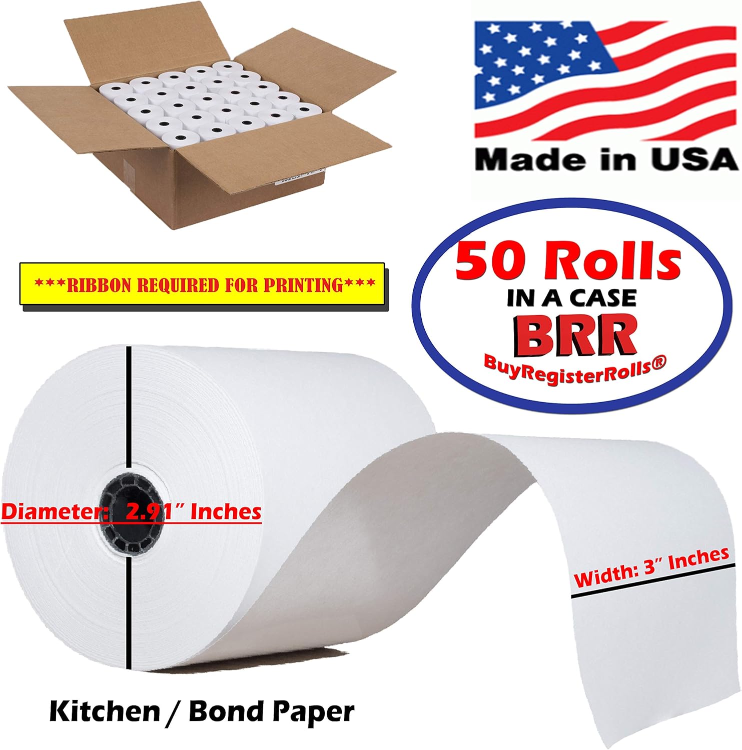 VERIFONE OMNI PRINTERS 1PLY BOND PAPER 3" X 165