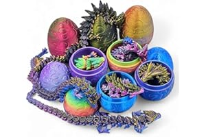 ZZ LIFE Mystery Dragon Egg Articulating Dragon Fidget Toy - 3D Printed Flexi Dragons Flexible ADHD, Autism, Relief Anxiety - Articulated Joints for Kids and Adults - Crystal, Rosewing, Gemstone Dragons