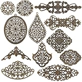 Mega Pet 120pcs Antique Bronze Iron Filigree Pendant Links Mixed Tibetan Metal Connector Charms for DIY Earrings Bracelet Necklace Jewelry Making Findings