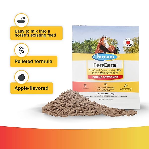FARNAM FENCARE SAFE-GUARD (FENBENDAZOLE) 1.96% TYPE B MEDICATED FEED EQUINE DEWORMER 5 OUNCES