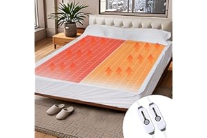 SUNNY HEAT Heated Mattress Pad Queen Size, Dual Control, 60x80inch, Fit Up to 21 Inch Deep Pocket, 4 Heating Level, 10 Hour Auto-Off, Warmming Bed, White