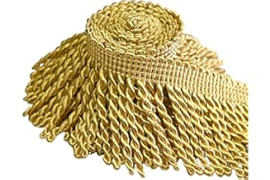 Kuabiz Curtain Fringes Bullion Fringe Trim 14 Yard x 2.5 Inches Fabric Trims and Embellishments Curtain Weights Fringes Sewing DIY Decoration for Curtain Sofa Cushions Lampshades Clothes (Gold)