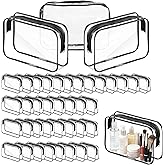 40 Pcs Clear Makeup Bags Bulk Travel Toiletry Bags 7.1x4.7'' Transparent Cosmetic Pouches with Zipper Waterproof Portable PVC Plastic Zippered Organizer Cases for Women Men Vacation Travel Bathroom