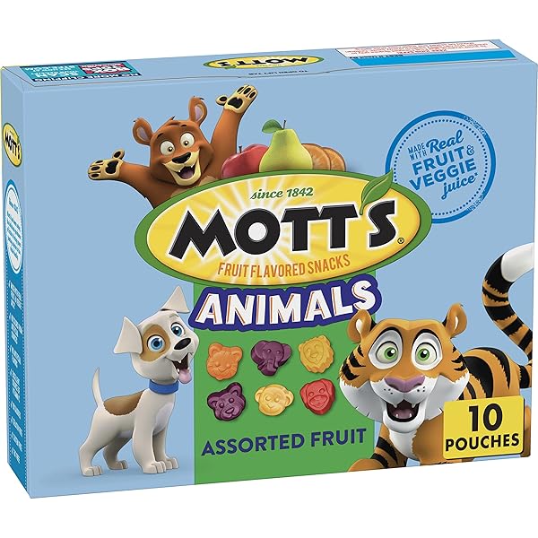 MOTT’S FRUIT FLAVORED SNACKS, ANIMALS ASSORTED FRUIT, GLUTEN FREE SNACK, 10 CT, 8 OZ