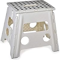 Folding Step Stool, 13 Inch - Anti-Skid Step Stool is Sturdy to Support Adults and Safe Enough for Kids. Opens Easy with One 