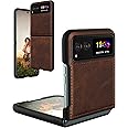 Foluu for Motorola Razr 2023 Case [Not fit Razr Plus 2023], Moto Razr 2023 Leather Case, PU Leather + Hard PC Shell Ultra Thin Slim Durable Protective Phone Case Cover for Motorola Razr 2023 Brown