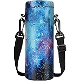 ToLuLu Water Bottle Carrier Bag Case, Insulated Neoprene Water Bottle Holder Pouch Cover 750ML 1000ML with Adjustable Shoulder Strap, for Stainless Steel/Glass/Plastic Bottles, Sport Energy Drinks