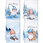 Tegeme 4 Pcs Winter Kitchen Towels Winter Dish Towels Let It Snow Gnome 16 x 24 Inch Daily Seasonal Christmas Decoration Hand Towels for Kitchen Decor and Accessories
