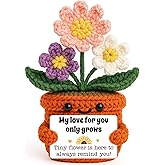 BackURyear Mini Gifts for Her Wife Girlfriend, Handmade Romantic I Love You Wedding Anniversary Valentine’s Day Birthday Christmas Long Distance Gift for Women Fiancée, Crochet Daisy Present