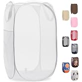 Handy Laundry Pop Up Laundry Hamper 71L Sturdy Collapsible Mesh (White) | Breathable Foldable Laundry Basket with Reinforced Handles, Side Pocket, Wide Opening for Dorm, Travel, Bedroom