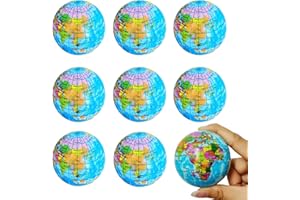 Lohoee 8Pcs Globe Squeeze Balls Mini Globe Stress Ball World Earth Stress Balls Foam Stress Balls for School,Office,Rewards, Party Favors or Gifts(2.5 Inch)