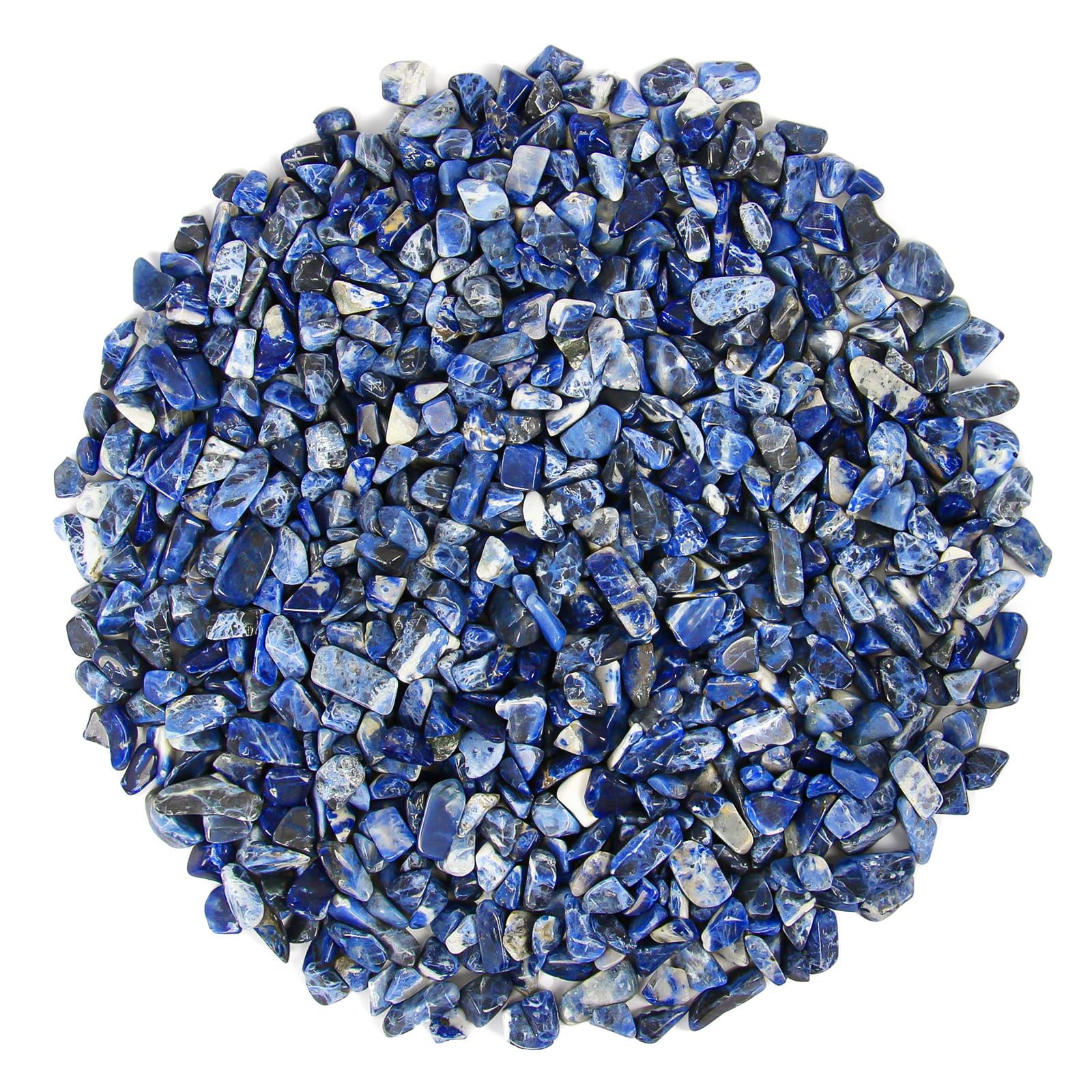 1.1 lb Natural Sodalite Crystal Chips – Blue Gemstone Gravel Polished Decorative Stones for Resin Art, Vase Fillers, DIY Crafts, Aquarium, Terrarium, Home & Office Decor Gift Set