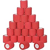 24 Pack Self Adherent Cohesive Wrap Bandages Non Woven Cohesive Bandage Elastic Self Adhesive Bandage Wrap Sports Athletic Tape First Aid Tape for Wrist Ankle Pet Vet Wrap Grip Cover 2 inch (Red)