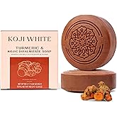 Koji White Turmeric Kojic Acid Soap, Unscented Soap for Sensitive Skin, Uneven Skin Tone, Smooth Skin for Face & Body-Acne with Shea Butter - Vegan, Fragrance-Free, Hypoallergenic, 2.82 oz (2 Bars)