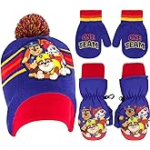 Nickelodeon Boys Paw Patrol Toddler Winter Hat with Knit Mittens and Insulated Ski Mitten Set, Age 2-4