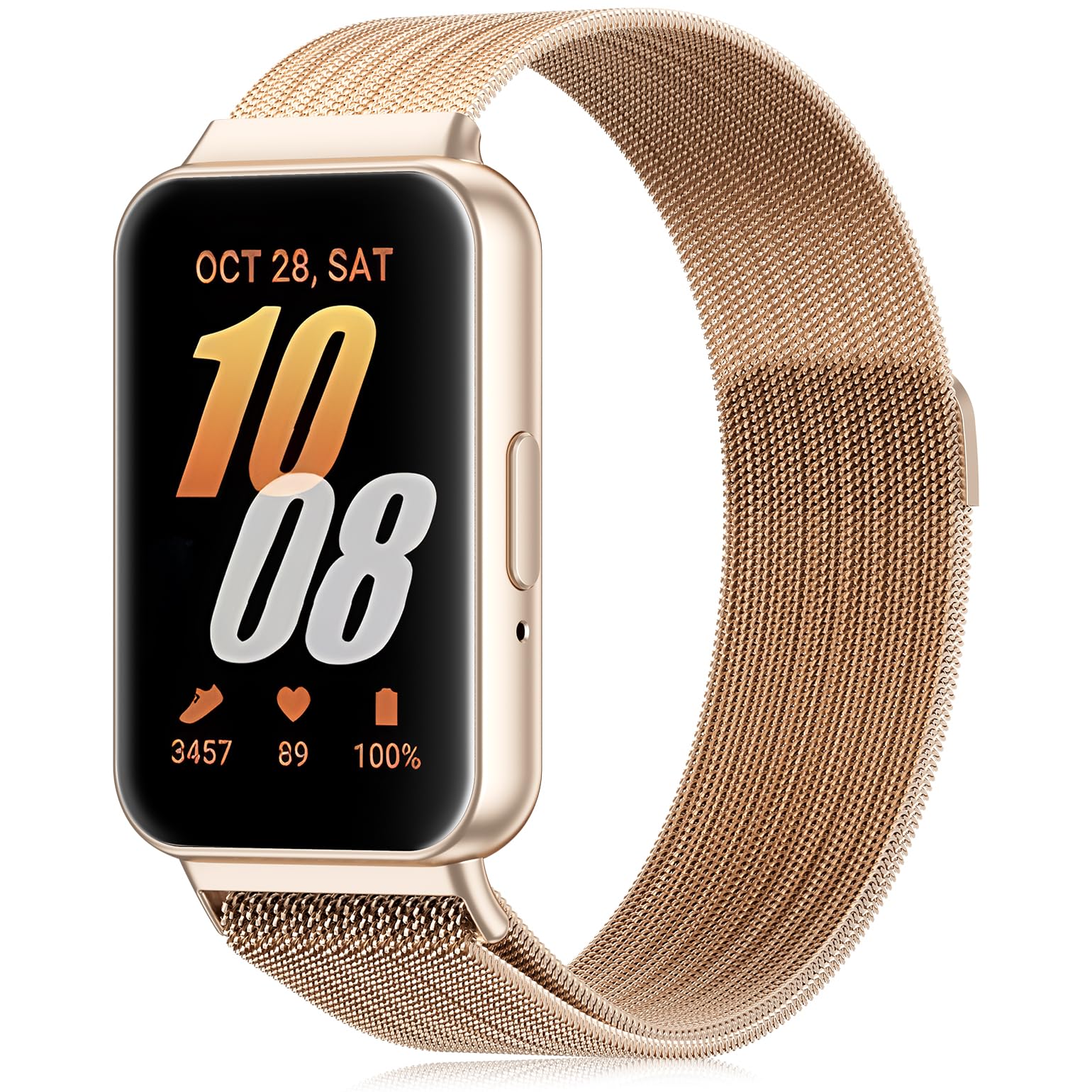 Oanux Mesh Metal Bands for Samsung Galaxy Fit 3 Watch Band,Stainless Steel Band Compatible with Samsung Galaxy Fit 3 for Women Men