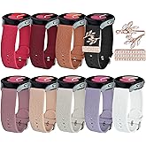 ORATYFAN Bands for Samsung Galaxy Watch 7/6/5/4/FE Band 40mm 44mm with Charms, 20mm Women Flower Engraved Silicone Replacement Strap for Galaxy Watch 5 Pro/Watch 3/Galaxy Active 2/Watch 4 Classic