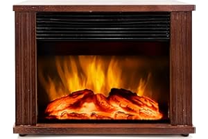 DONYER POWER Mini Electric Fireplace 1500W Protable Fireplace Heater, Wood Fram