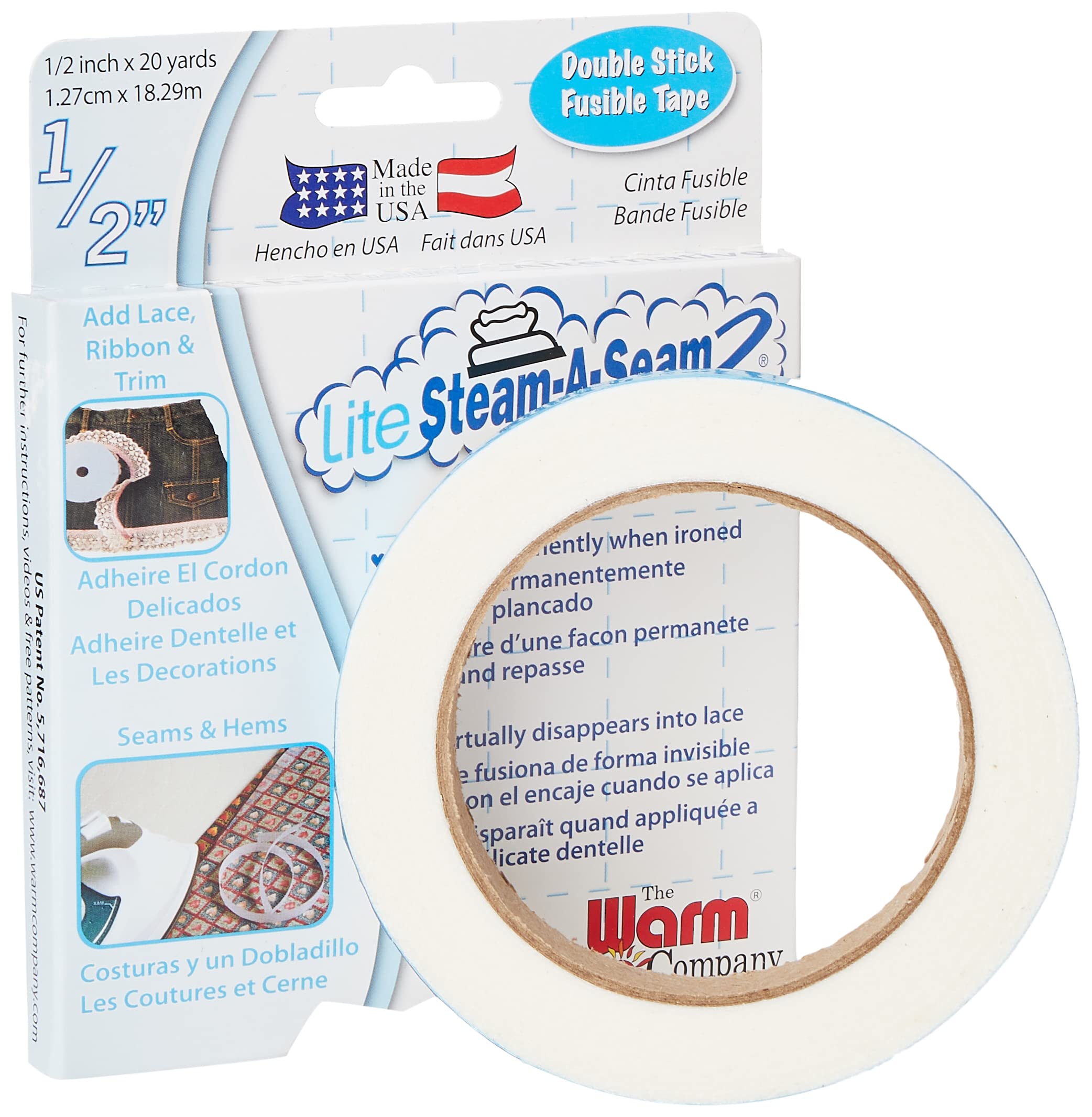 Warm Company Lite Steam-A-Seam Double Stick Fusible Web, Multi-Colour, 1.49 x 12.19 x 15.74 cm