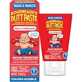 Boudreaux&rsquo;s Butt Paste Maximum Strength Diaper Rash Cream, 2 Oz | Diaper Cream for Baby, Ointment With Zinc Oxide, Fast Relief, Overnight Protection, Moderate to Irritated Diaper Rash