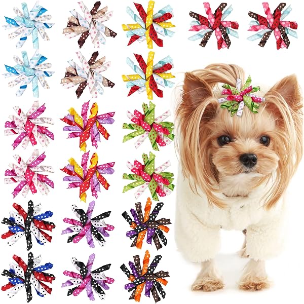 16PCS(8pairs) Short Hair Dog's Hair Clips Accessories Bow,Small Handmade Hair Accessories Bow Pet Puppy For Doggies Cat Kitten Rabbit Grooming Accessories,1.57inch Bow Hair Clip For Short Hair Dogs