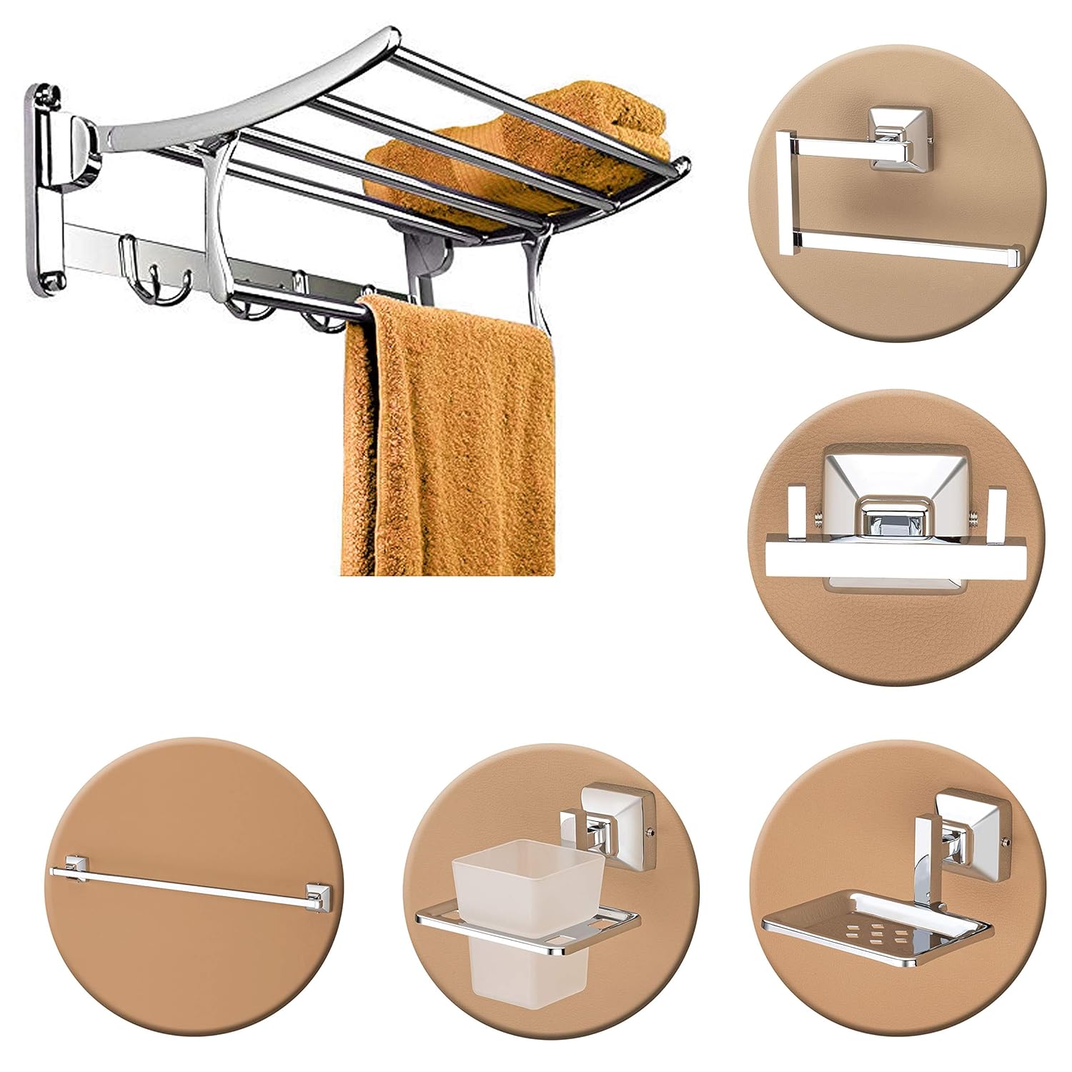 Plantex High Grade Stainless Steel Folding Towel Rack with Stainless