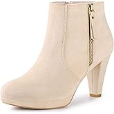 Perphy Platform Round Toe Chunky Heels Ankle Boots for Women