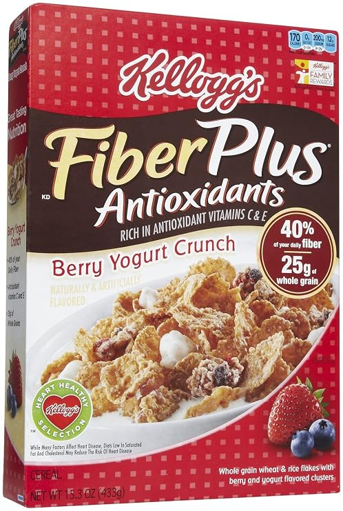 Kellogg's fiber Plus antioxidants berry yogurt crunch cereal,10000319 (038000511561)