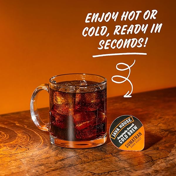 JAVA HOUSE DARK ROAST SUMATRAN COLD BREW PODS, (12 COUNT) PEEL AND POUR PODS HOT OR ICED INSTANT COFFEE CONCENTRATE