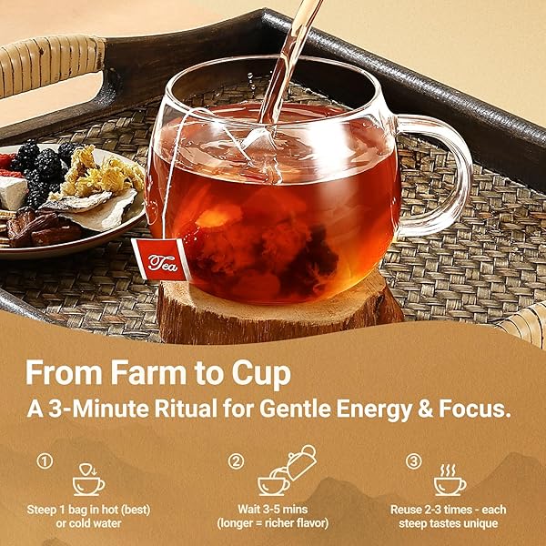 GINSENG FIVE TREASURES TEA – 30 BAGS, CAFFEINE-FREE, PURE HERBAL BLEND WITH 8 TRADITIONAL CHINESE HERBS KIDNEY TEA, GENTLE ENERGY & FOCUS FOR MEN AND WOMEN