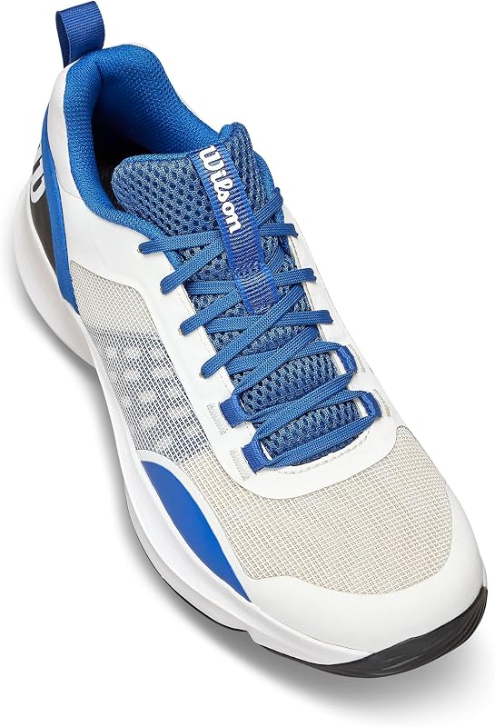 Hurakn Pro V2 Ténis de Padel masculinos, Ajuste Seguro, Estrutura Dinâmica, Design Respirável, Amortecimento Suave, Estabilidade Lateral, Cor: Branco/Deja VU Azul/Preto, Número: 40