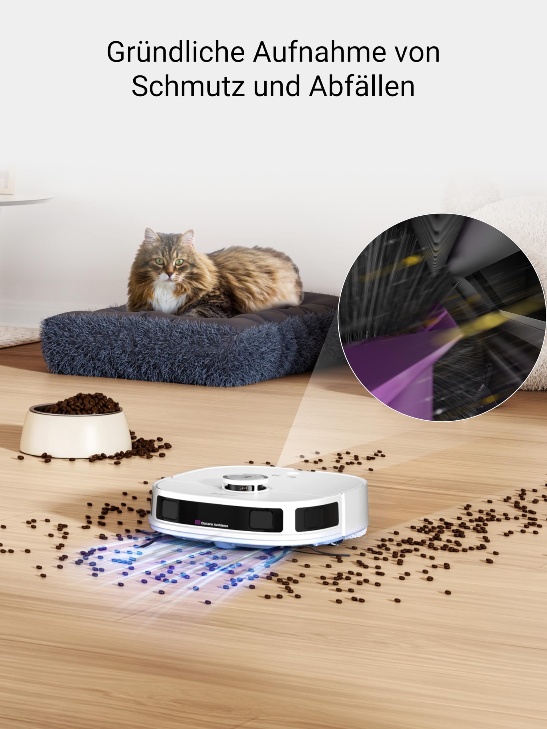Eureka J12 Ultra Roboterstaubsauger mit Wischfunktion (Selbstentleerung, Wasch- und Trocknung), 5000Pa Saugkraft, Rotierende Wischfunktion, Dual-LiDAR Navigation, 3D KI-Hindernisvermeidung 6