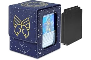 Venssu MTG Deck Box for Commander Display,Card Deck Box Fits 100 Double Sleeved Cards, Deck Box TCG with 2 Dividers and 1 Toploader (Gemini)
