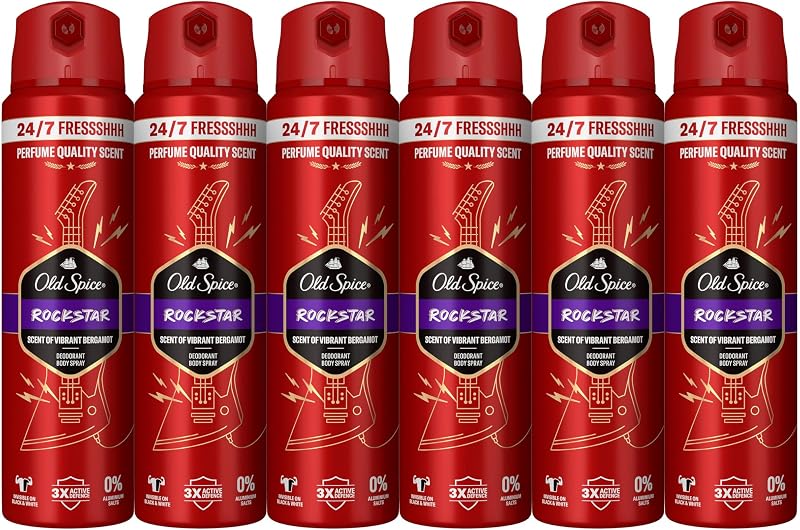 Rockstar Desodorante Spray para Hombre Sin Aluminio, 6x150ml