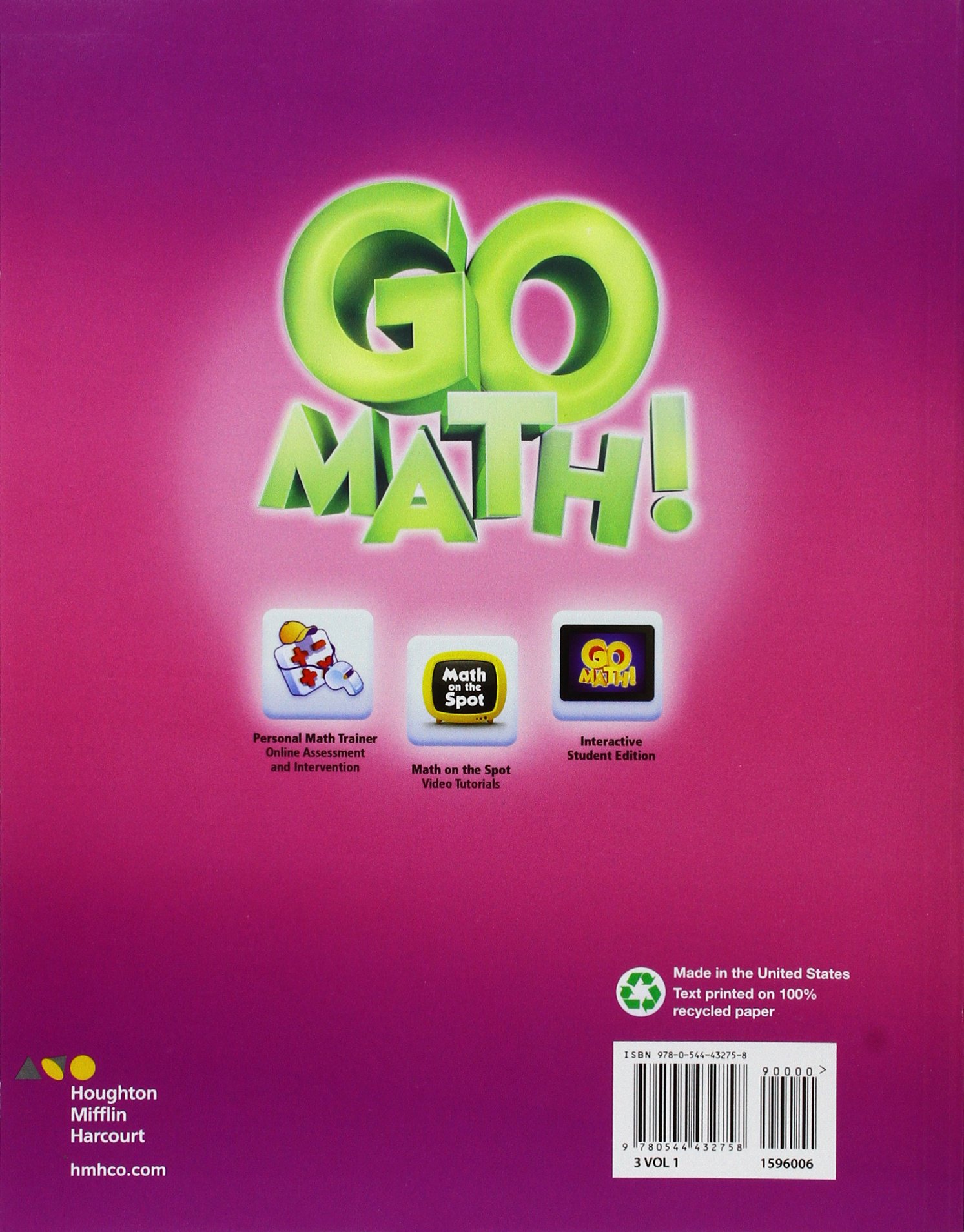 Amazon Com Go Math Student Edition Volume 1 Grade 3 2015 9780544432758 Houghton Mifflin Harcourt Books