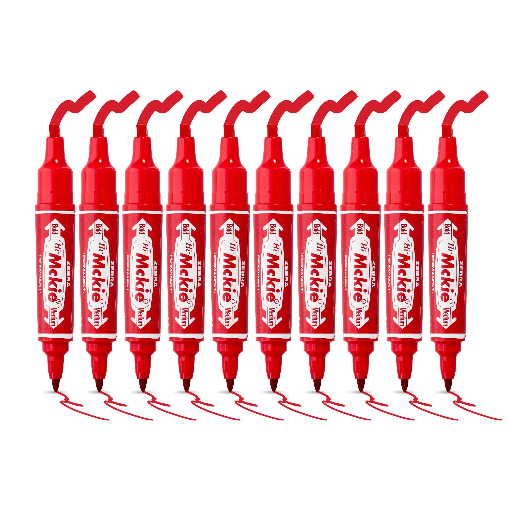 Zebra Pen 50253 McKie Bold Twin Tip Permanent Marker - Red