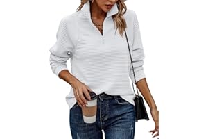 BTFBM Womens 2023 Fall Fashion Quarter Zip Sweatshirts Half Zip Casual Long Sleeve Solid Color V Neck Pullover Tops