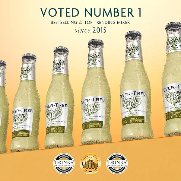 FEVER-TREE LIGHT GINGER BEER – PREMIUM LOW CALORIE MIXER FOR COCKTAILS AND MOCKTAILS, 6.8 FL OZ BOTTLES, PACK OF 24 – NATURALLY SOURCED, NON-GMO