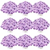Tigeen 100 Pcs Hydrangea Artificial Flowers Bulk 7.48 Inch Artificial Hydrangeas with Removable Stems Faux Flowers Wedding Decor for Home Garden Party Decoration DIY Project (Lavender)