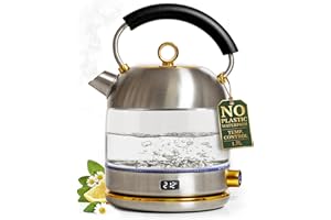 Stainless Steel Electric Kettle with Temperature Control - Plastic Free Electric Kettle with Keep Warm Function, Borosilicate