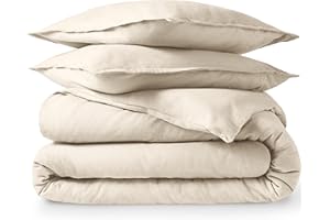 Bare Home Flannel Duvet Cover Set - Queen - 100% Cotton, Velvety Soft Heavyweight Premium Flannel, Double Brushed - Includes Sham Pillow Covers (Queen, Sand)