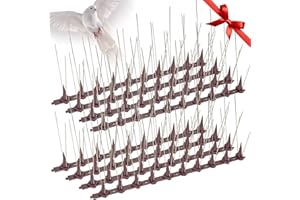 BORHOOD Bird Spikes, 24 Strips Bird Deterrent Spikes for Outside, Anti Bird Spikes for Pigeons and Other Small Birds Keep Birds Away, Cats Squirrels for Fence Roof Windowsill Coverage 24.4 Feet