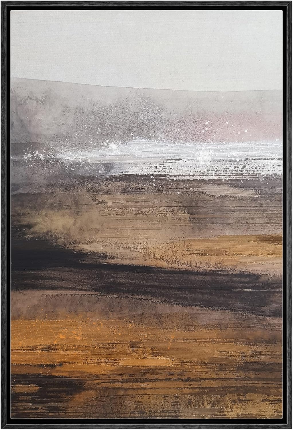 Paintings - SIGNWIN Framed Canvas Wall Art Abstract Brushstroke Oil Painting Minimalism Decorative Elements Expressive for Living Room - 24