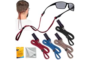 SIGONNA Eye Glasses Holder Around Neck - 4 Glasses Straps for Men Women - Glasses Holder Strap Retainer - Sunglass Holder Strap - Eyeglasses Strap Lanyard (Black,Blue,Red,Brown)