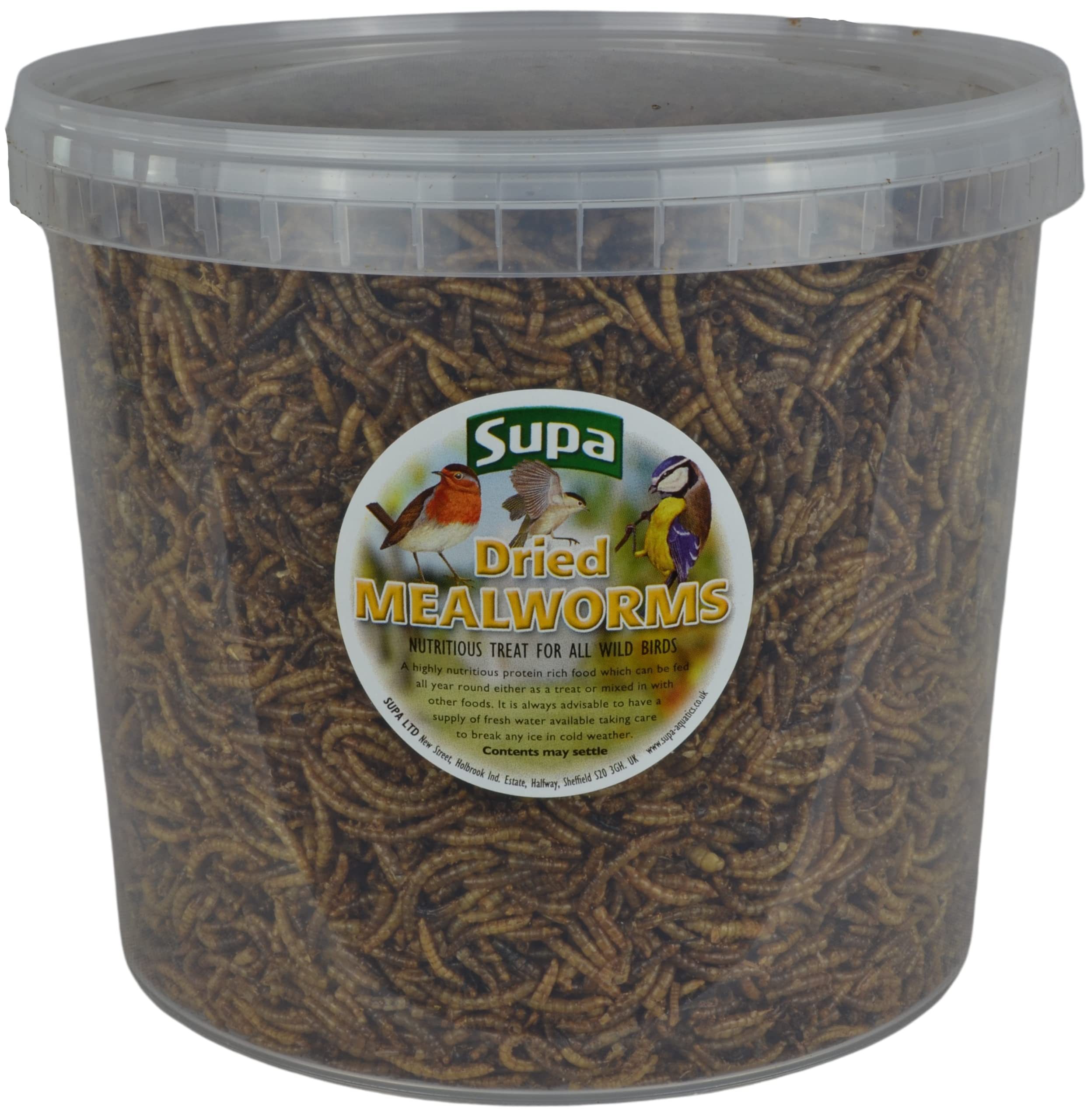 Supa Dried Mealworms for Wild Birds, 5 Litre Bucket, High Energy Protein Rich Treat, Attract More Birds to Your Garden, Quality Wild Bird Food.