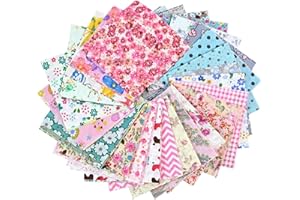 200PCS 4x4 Inch Cotton Fabric Squares, Quilting Fabric Bundles with 50+ Colors & Patterns, Pre Cut Quilt Squares for Sewing C