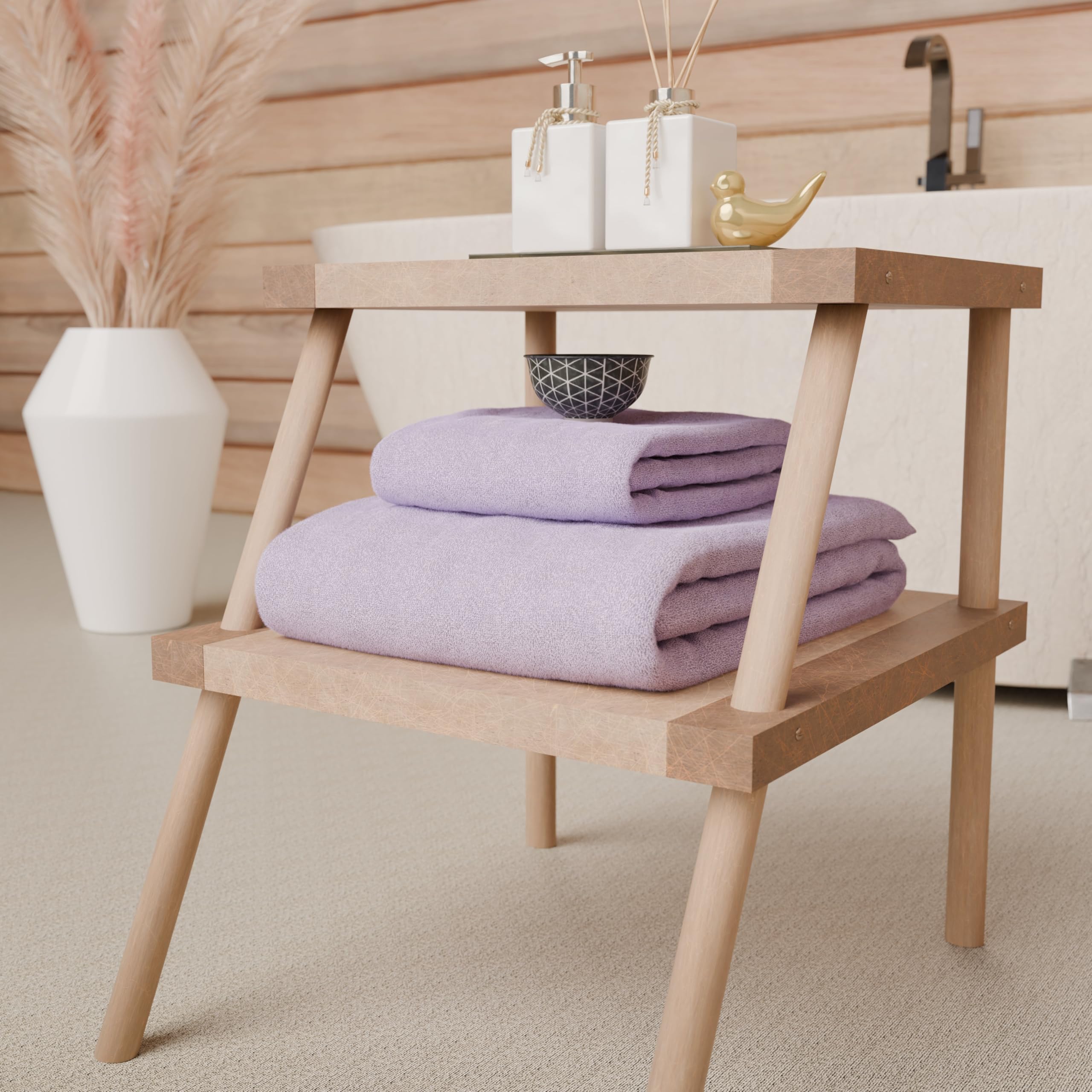 PETTI Artigiani Italiani - 100% Cotton Terry Bath Towels, 1+1 Towel Set, 2 Pieces 1 Face Towel and 1 Hand Towel, Lilac Towels — image 1