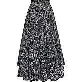 Scarlet Darkness Women Floral Print Boho Skirt Elastic High Waist Long Maxi Skirts with Pockets